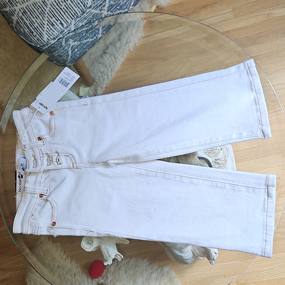 Kensie Girl's White Jeans Denim With Rose Gold Size 5